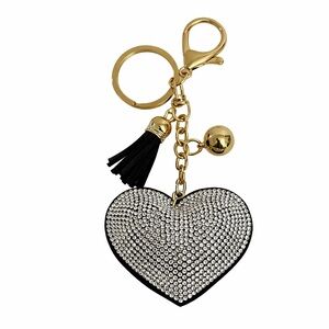 Elegant Silver Heart bag charm Keychain with Rhinestones New